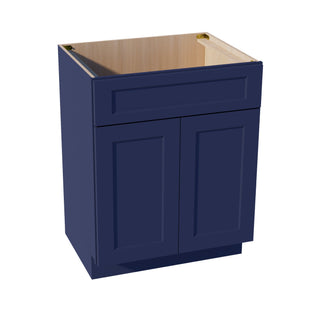 HB - VSB2721: Indigo Blue Shaker 27"W x 34 - 1/2"H x 21"D 2 Doors & 1 False Drawer Vanity Sink Base Cabinets - homecabinets