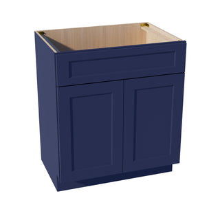 HB - VSB3021: Indigo Blue Shaker 30"W x 34 - 1/2"H x 21"D 2 Doors & 1 False Drawer Vanity Sink Base Cabinets - homecabinets