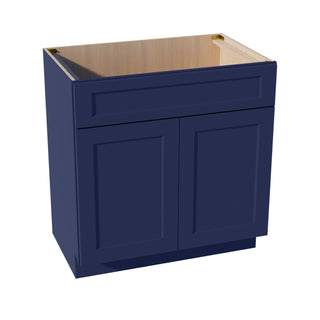 HB - VSB3321: Indigo Blue Shaker 33"W x 34 - 1/2"H x 21"D 2 Doors & 1 False Drawer Vanity Sink Base Cabinets - homecabinets