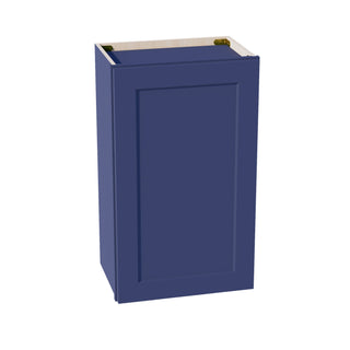 HB - W1830: Indigo Blue Shaker 18"W x 30"H 1 Door & 2 Shelves Standard Wall Cabinet - homecabinets