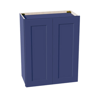 HB - W2430: Indigo Blue Shaker 24"W x 30"H 2 Doors & 2 Shelves Standard Wall Cabinet - homecabinets