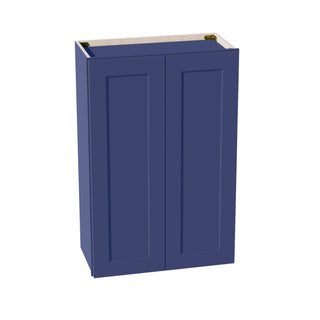 HB - W2436: Indigo Blue Shaker 24"W x 36"H 2 Doors & 2 Shelves Standard Wall Cabinet - homecabinets