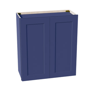 HB - W2730: Indigo Blue Shaker 27"W x 30"H 2 Doors & 2 Shelves Standard Wall Cabinet - homecabinets