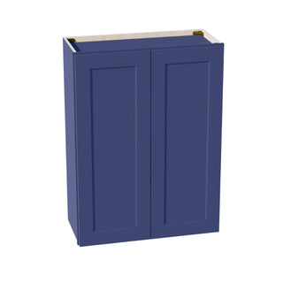 HB - W2736: Indigo Blue Shaker 27"W x 36"H 2 Doors & 2 Shelves Standard Wall Cabinet - homecabinets