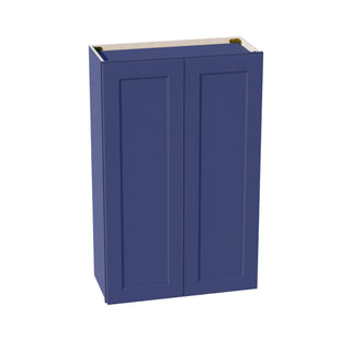 HB - W2742: Indigo Blue Shaker 27"W x 42"H 2 Doors & 3 Shelves Standard Wall Cabinet - homecabinets