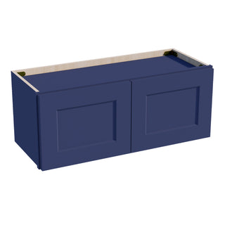 HB - W3012: Indigo Blue Shaker 30"W x 12"H 2 Doors Standard Wall Bridge Cabinet - homecabinets