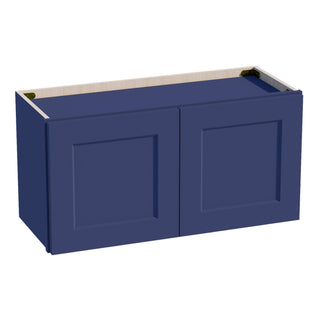 HB - W3015: Indigo Blue Shaker 30"W x 15"H 2 Doors Standard Wall Bridge Cabinet - homecabinets