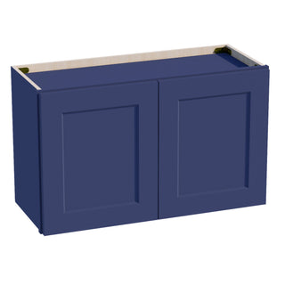 HB - W3018: Indigo Blue Shaker 30"W x 18"H 2 Doors Standard Wall Bridge Cabinet - homecabinets