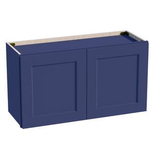 HB - W3318: Indigo Blue Shaker 33"W x 18"H 2 Doors Standard Wall Bridge Cabinet - homecabinets