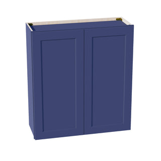 HB - W3336: Indigo Blue Shaker 33"W x 36"H 2 Doors & 2 Shelves Standard Wall Cabinet - homecabinets