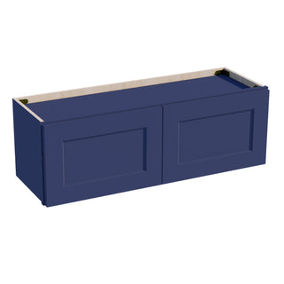 HB - W3612: Indigo Blue Shaker 36"W x 12"H 2 Doors Standard Wall Bridge Cabinet - homecabinets