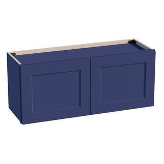 HB - W3615: Indigo Blue Shaker 36"W x 15"H 2 Doors Standard Wall Bridge Cabinet - homecabinets