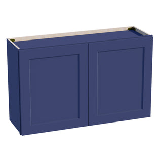 HB - W3924: Indigo Blue Shaker 39"W x 24"H 2 Doors Standard Wall Bridge Cabinet - homecabinets