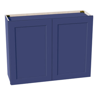 HB - W3930: Indigo Blue Shaker 39"W x 30"H 2 Doors & 2 Shelves Standard Wall Cabinet - homecabinets