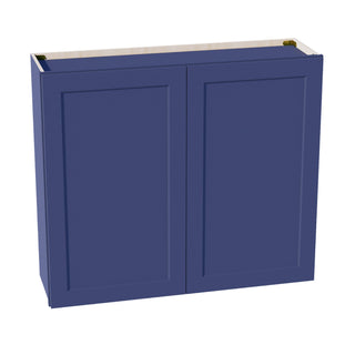 HB - W4236: Indigo Blue Shaker 42"W x 36"H 2 Doors & 2 Shelves Standard Wall Cabinet - homecabinets