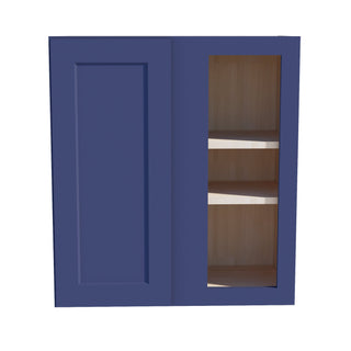 HB - WBC2730: Indigo Blue Shaker 27"W x 30"H 1 Door & 2 Shelves Wall Blind Corner Cabinets - homecabinets