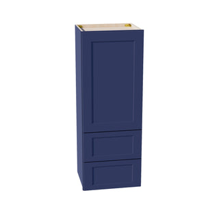 HB - WD1848: Indigo Blue Shaker 18"W x 48"H 1 Door & 2 Drawers Special Wall Cabinet - homecabinets