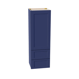 HB - WD1854: Indigo Blue Shaker 18"W x 54"H 1 Door & 2 Drawers Special Wall Cabinet - homecabinets