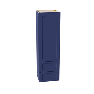 HB - WD1860: Indigo Blue Shaker 18"W x 60"H 1 Door & 2 Drawers Special Wall Cabinet - homecabinets