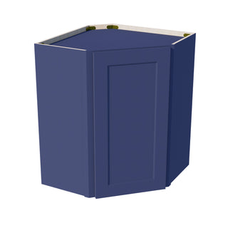 HB - WDC2430: Indigo Blue Shaker 24"W x 30"H 1 Door & 2 Shelves Diagonal Wall Corner Cabinet - homecabinets