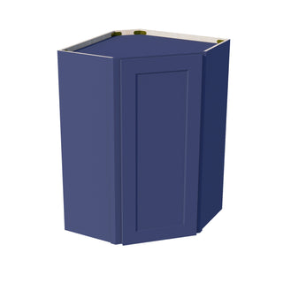 HB - WDC2436: Indigo Blue Shaker 24"W x 36"H 1 Door & 2 Shelves Diagonal Wall Corner Cabinet - homecabinets