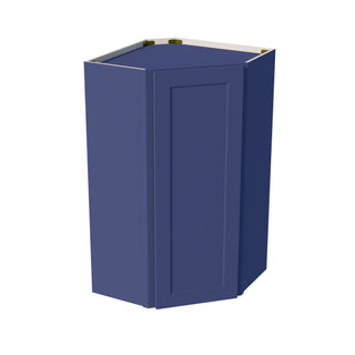 HB - WDC2442: Indigo Blue Shaker 24"W x 42"H 1 Door & 2 Shelves Diagonal Wall Corner Cabinet - homecabinets