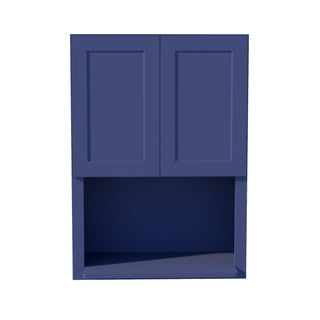 HB - WM3042: Indigo Blue Shaker 30"W x 42"H 2 Door & 1 Shelf Wall Built - in Microwave Cabinets - homecabinets