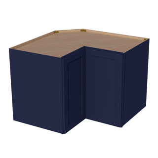 HB - WPC2430: Indigo Blue Shaker 24"W x 30"H 1 Door & 2 Shelves Pie Cut Wall Corner Cabinet - homecabinets