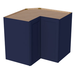 HB - WPC2436: Indigo Blue Shaker 24"W x 36"H 1 Door & 2 Shelves Pie Cut Wall Corner Cabinet - homecabinets