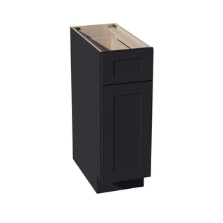 HE - B12: Ebony Black Shaker 12" 1 Drawer 1 Door Standard Base Cabinet - homecabinets