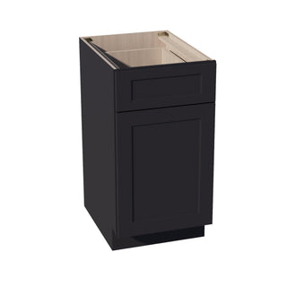 HE - B18TR: Ebony Black Shaker 18" 1 Drawer Trash Pull Out Base Cabinet - homecabinets