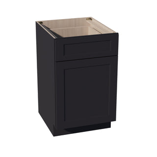 HE - B21: Ebony Black Shaker 21" 1 Drawer 1 Door Standard Base Cabinet - homecabinets