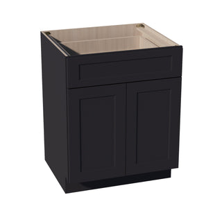 HE - B27: Ebony Black Shaker 27" 1 Drawer 2 Doors Standard Base Cabinet - homecabinets