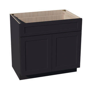 HE - B36: Ebony Black Shaker 36" 1 Drawer 2 Doors Standard Base Cabinet - homecabinets