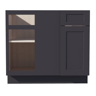 HE - BBC39/42: Ebony Black Shaker 39" 1 Door - 1 Drawer Blind Corner Base Cabinet - homecabinets