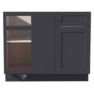 HE - BBC42/45: Ebony Black Shaker 42" 1 Door - 1 Drawer Blind Corner Base Cabinets - homecabinets