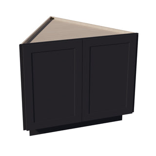 HE - BEC24: Ebony Black Shaker 24" 2 Full Height Door Angled End Base Cabinets - homecabinets