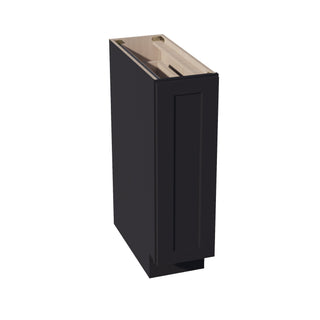 HE - BF09 - PO: Ebony Black Shaker 09" Full Door Pull Out Spice Rack Base Cabinets - homecabinets