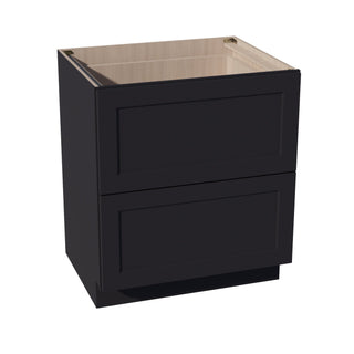 HE - DB30 - 2: Ebony Black Shaker 30" 2 Drawers Base Cabinet - homecabinets