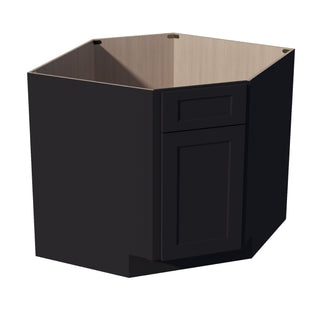 HE - DSB36: Ebony Black Shaker 39" 1 Door 1 False Drawer Corner Sink Base Cabinets - homecabinets