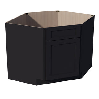 HE - DSB42: Ebony Black Shaker 42" 1 Door - 1 False Drawer Corner Sink Base Cabinets - homecabinets