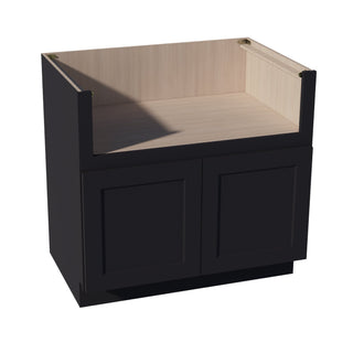 HE - FS36: Ebony Black Shaker 36" 2 Doors Farm House Sink Base Cabinets - homecabinets