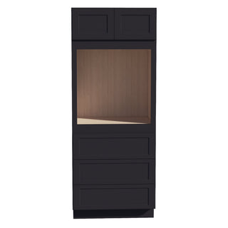 HE - OC3384: Ebony Black Shaker 33"W x 84"H x 24"D 2 Doors & 3 Drawers Tall Oven Shelf Cabinets - homecabinets