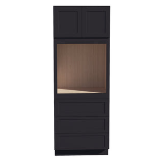 HE - OC3390: Ebony Black Shaker 33"W x 90"H x 24"D 2 Doors & 3 Drawers Tall Oven Shelf Cabinets - homecabinets