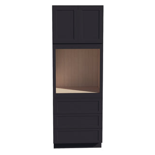 HE - OC3396: Ebony Black Shaker 33"W x 96"H x 24"D 2 Doors & 3 Drawers Tall Oven Shelf Cabinets - homecabinets