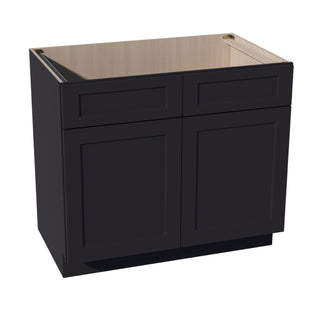 HE - SB39: Ebony Black Shaker 39" 2 Doors 2 False Drawers Sink Base Cabinet - homecabinets