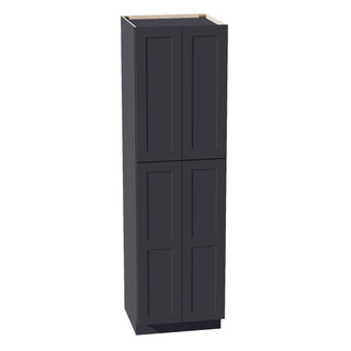 HE - TP2484: Ebony Black Shaker 24"W x 84"H x 24"D 5 Door & 5 Shelves Tall Shelf Pantry Cabinets - homecabinets