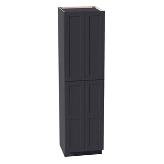 HE - TP2490: Ebony Black Shaker 24"W x 90"H x 24"D 4 Door & 5 Shelves Tall Shelf Pantry Cabinets - homecabinets