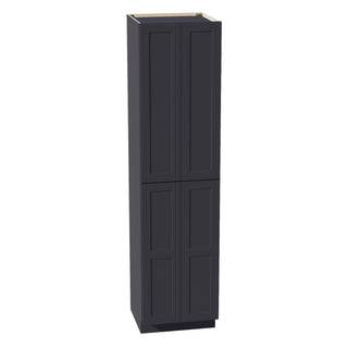 HE - TP2496: Ebony Black Shaker 24"W x 96"H x 24"D 4 Door & 6 Shelves Tall Shelf Pantry Cabinets - homecabinets