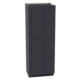 HE - TP3084: Ebony Black Shaker 30"W x 84"H x 24"D 4 Door & 5 Shelves Tall Shelf Pantry Cabinets - homecabinets